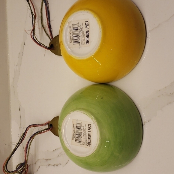 𝅺set of 2 Dulcero De Esfera ceramic Christmas soup cereal bowl ornament bowl - Picture 10 of 12